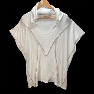 Pol Hooded Poncho Top Small Waffle Knit Textured Stitch Detail Casual Comfy